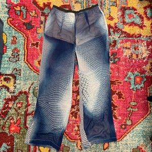 Sexy Blue Water Print Sheer Fancy Pants, BNWT, Size Large